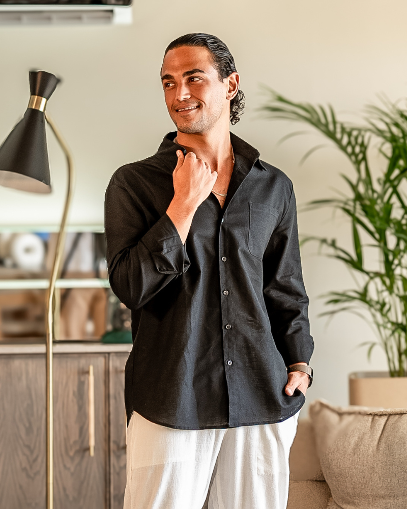 Kai | Lightweight Langarm Herren Sommer Leinenhemd