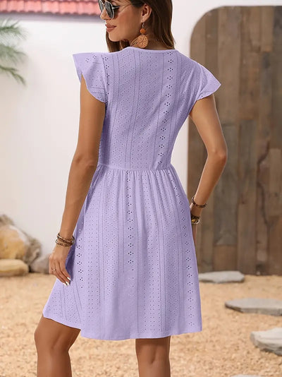 Bonnie – Bezauberndes Kleid mit V-Ausschnitt aus Baumwollspitze
