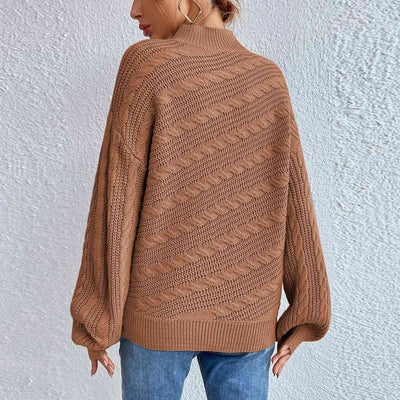 Eleganter Rollkragenpullover aus Zopfmuster für Damen