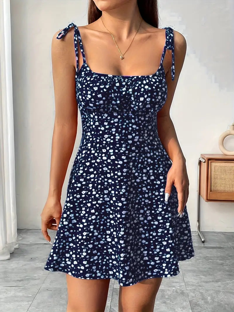 Maxine – Minikleid mit Blumenmuster und Bindebändern