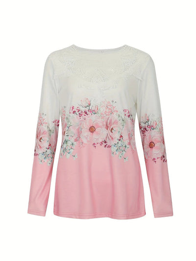 Gretchen | t-shirt mit blumenmuster und spitzendetails
