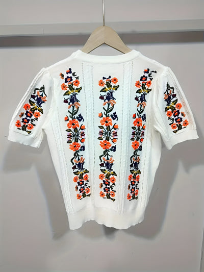 Nadette - frisches blumentop mit kurzen armeln