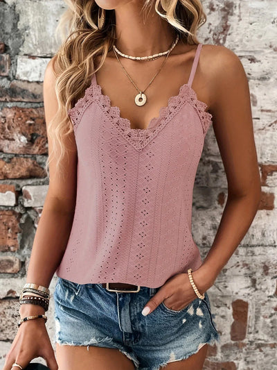 Tiranya – Elegantes Camisole-Top mit Ösen und Spitzenbesatz