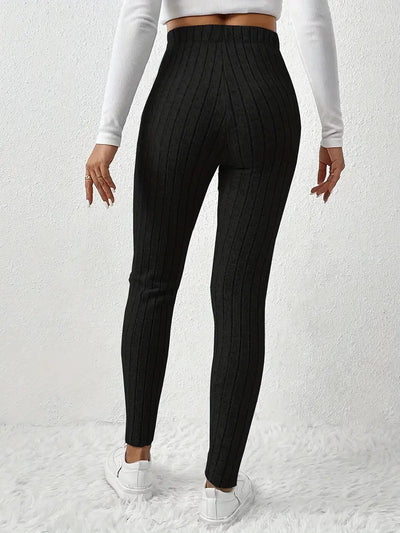 Elvida – Rippstrick-Leggings mit hohem Bund