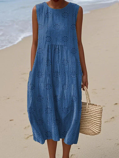 Gracelyn | Leichtes, besticktes ärmelloses Strandkleid