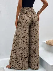 Ella - Gepunktete Damenhose mit weitem Bein und verstellbarer Taille