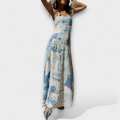 Terazza Ric Rac - Ausgestelltes Maxikleid mit Slip-Design aus Leinen