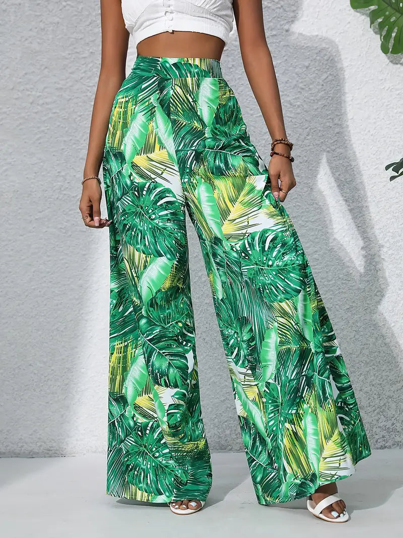 Louvelle – Stilvolle Hose mit weitem Bein und tropischem Print