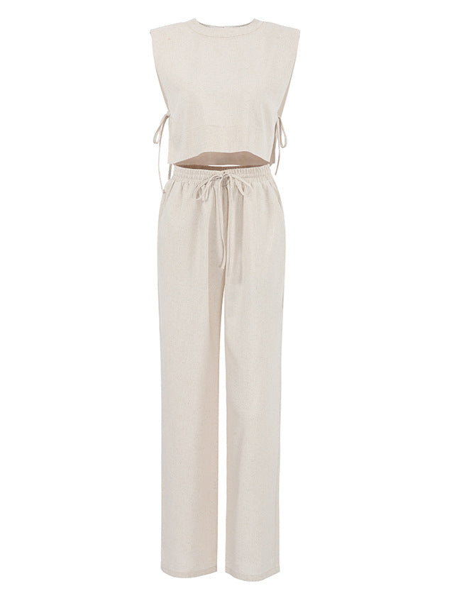 Damen Leinen-Set – Lockerer Schnitt – 2-teiliges Sommer-Outfit
