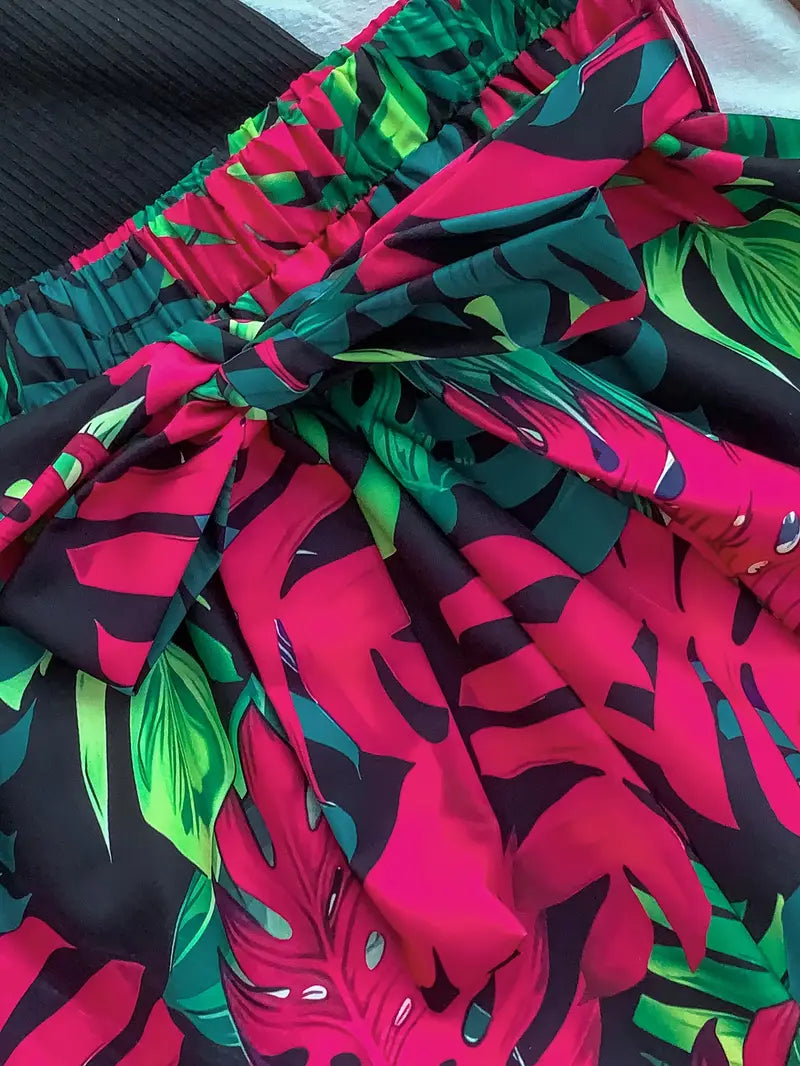 Elkie – Set aus geripptem Baumwoll-Tanktop und bedruckten Shorts