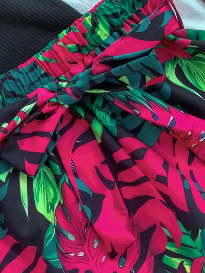 Elkie – Set aus geripptem Baumwoll-Tanktop und bedruckten Shorts