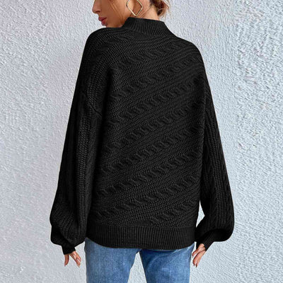 Eleganter Rollkragenpullover aus Zopfmuster für Damen