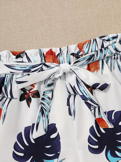 Cera – Zweiteiliges Set aus ärmellosem Top und Shorts im Tropical-Stil