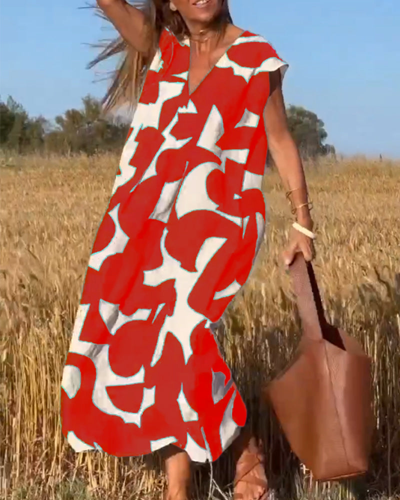 ELENA KLEID MIT PRINTMUSTER UND V-AUSSCHNITT
