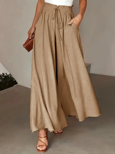 Bethy – Weite Hose mit Kordelzug und Taschen, hoher Taille