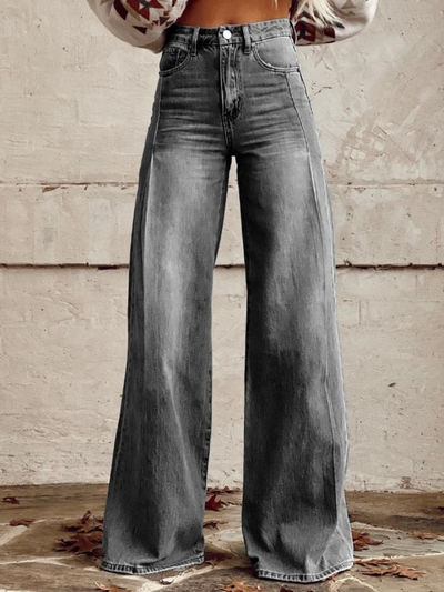 Damen Jeans – High Waist Weit Geschnittene Denim-Hose