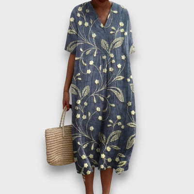 Miradie – Blumiges Midikleid mit V-Ausschnitt