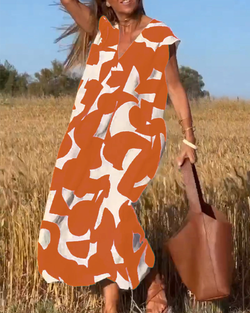 ELENA KLEID MIT PRINTMUSTER UND V-AUSSCHNITT