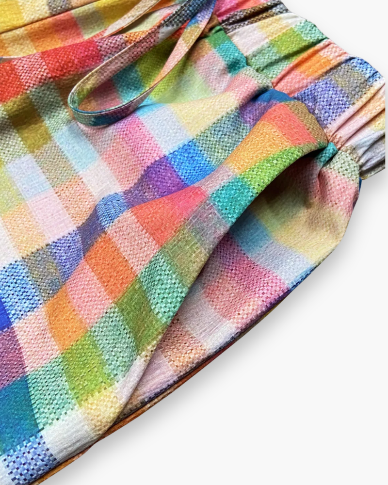 Damen Bequeme Karohose | Vintage Stoffhose