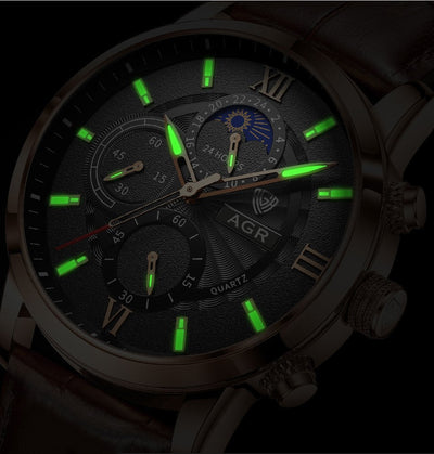 Elegante Quarzuhr mit luxuriösem Lederarmband