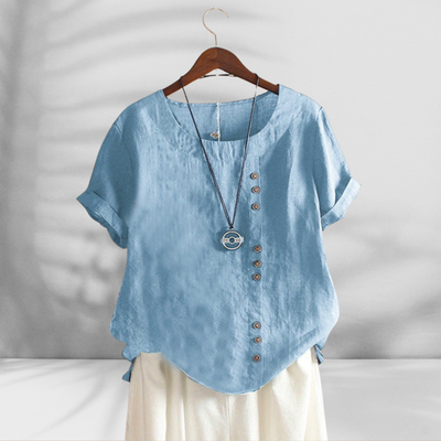 MARGOT™ | Bluse mit Knopfleiste und Leinenoptik