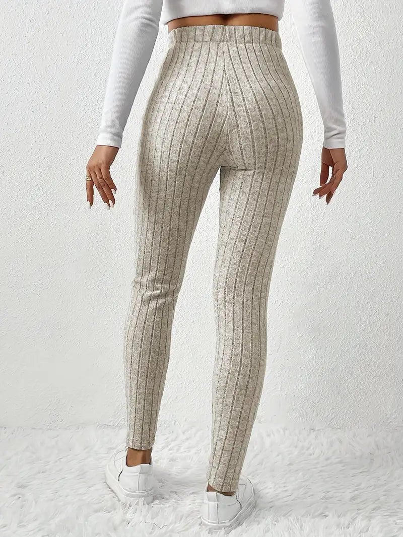 Elvida – Rippstrick-Leggings mit hohem Bund