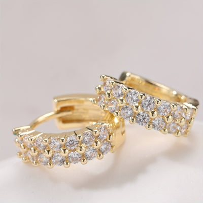 Goldene Duo Hoops Ohrringe 18K Plated Sparkle Zirkonia Ohrringe