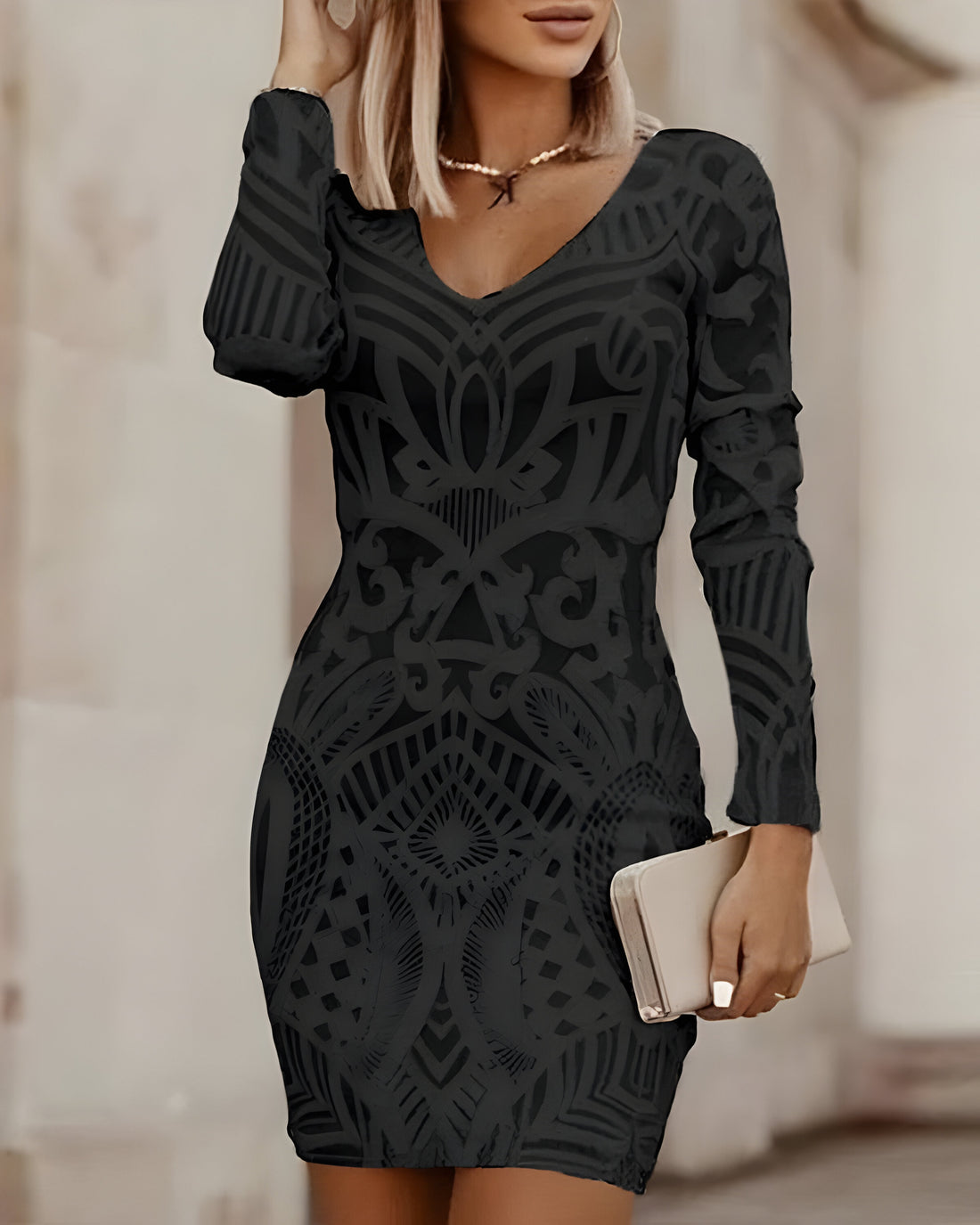 Natalie | figurbetontes kleid mit v-ausschnitt