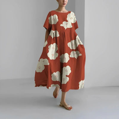 Akio – Oversize-Maxikleid aus Baumwolle mit Blumenmuster