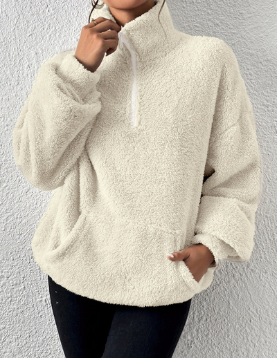Oversized Pullover mit halbem Reißverschluss für Damen
