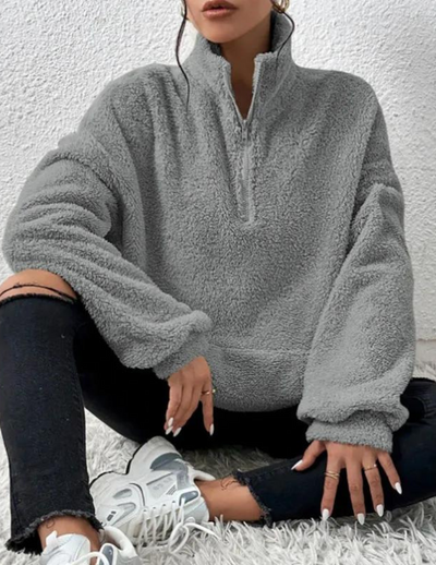 Oversized Pullover mit halbem Reißverschluss für Damen