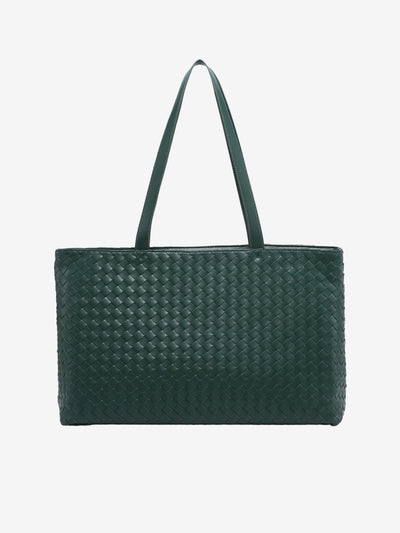 Emilia | Große gewebte Damen-Tote aus veganem Leder mit Reißverschluss