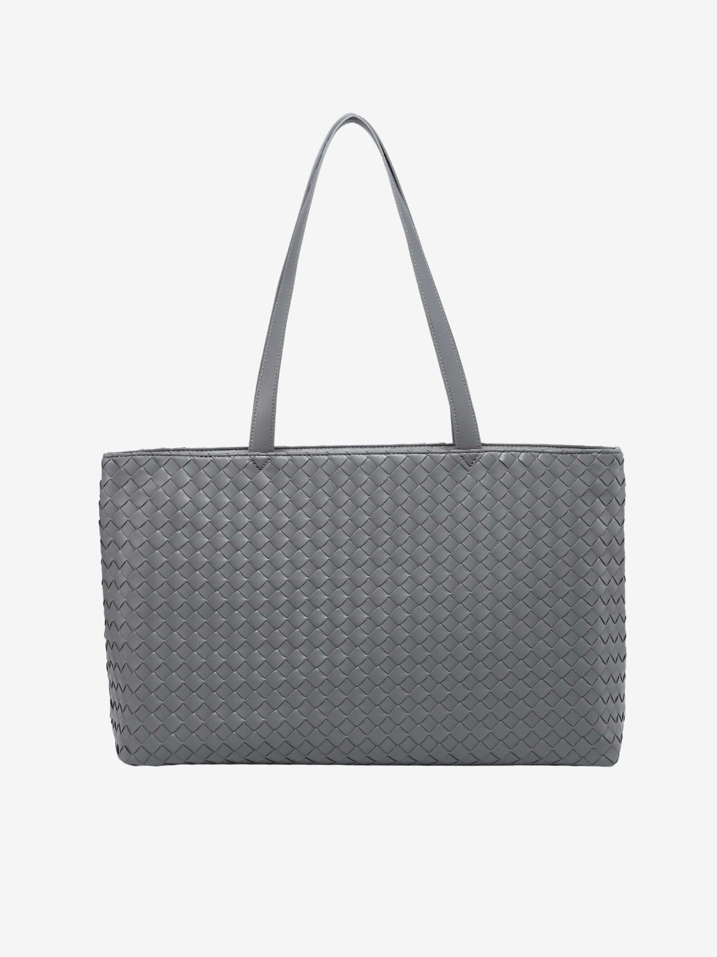 Emilia | Große gewebte Damen-Tote aus veganem Leder mit Reißverschluss