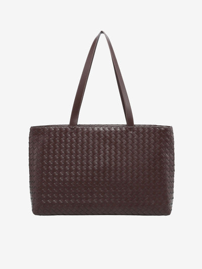 Emilia | Große gewebte Damen-Tote aus veganem Leder mit Reißverschluss