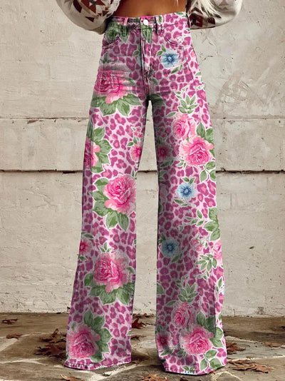 Mekhila – Weite Jeans mit Boho-Vintage-Print