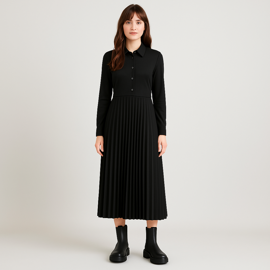 Almut | Drapiertes Plisseekleid