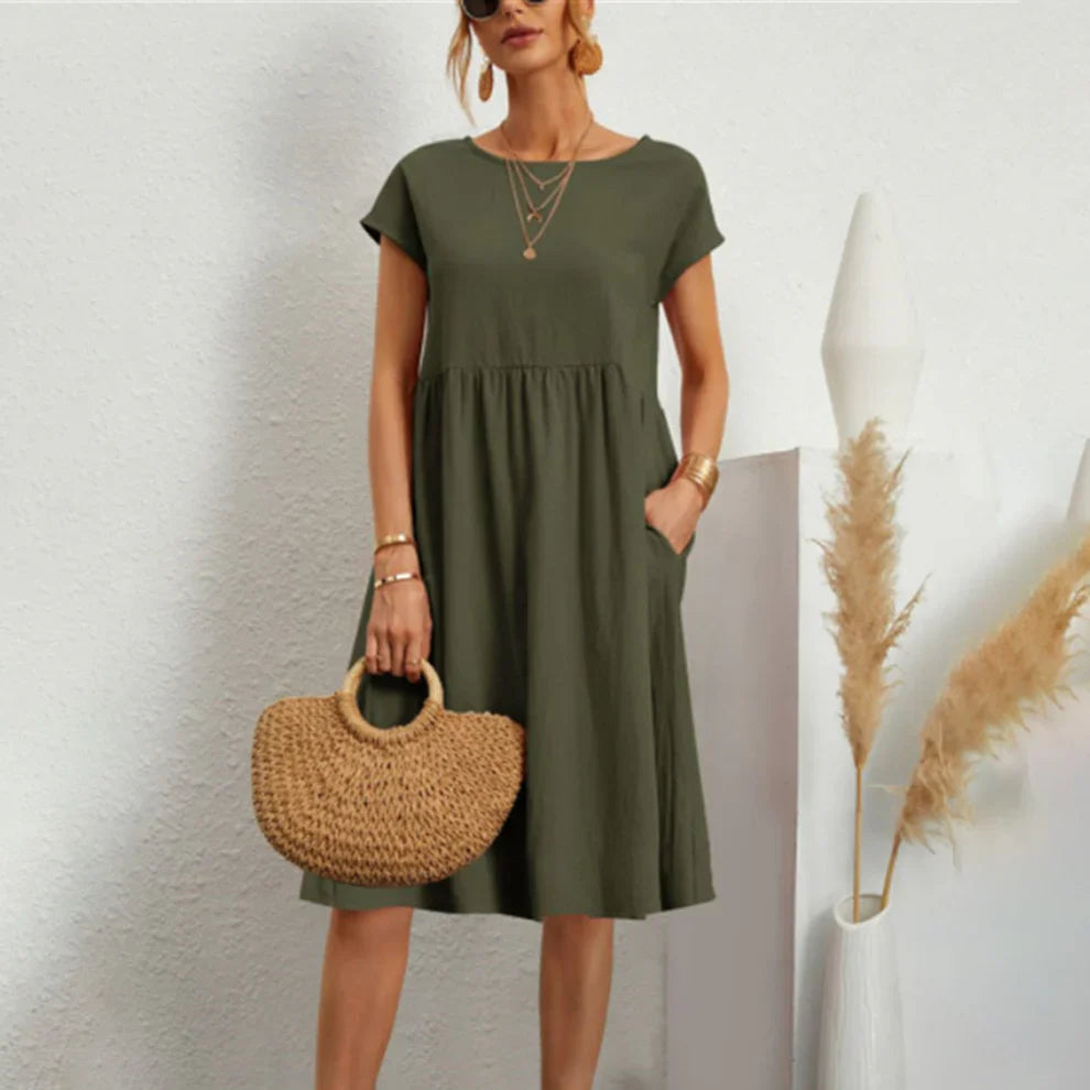 Lizel – Kurzärmliges Midikleid aus Baumwollmischung
