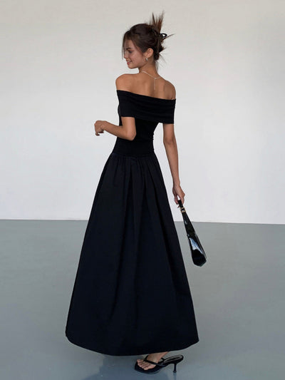 Damenkleid Satin Off-Shoulder mit elegantem Schnitt