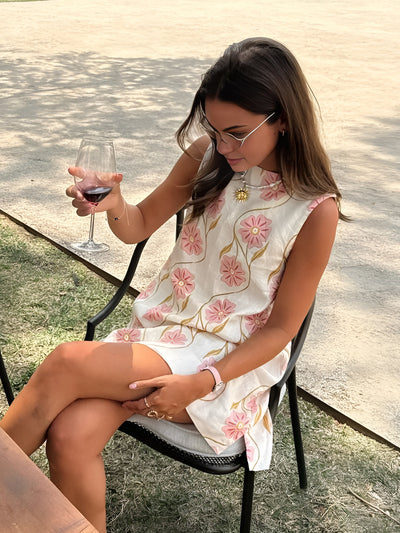 Janessa | Charmantes ärmelloses Kleid mit Blumenmuster in Multicolor-Optik