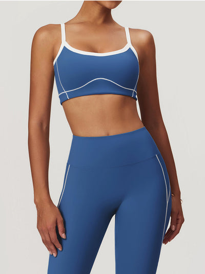 Nahtloser Sport-BH mit Kontrastbesatz – Hohe Dehnbarkeit & Herausnehmbare Pads