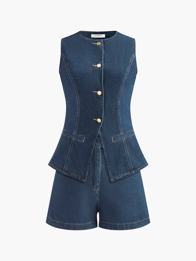 STILVOLLES ZWEITEILIGES DENIM SET