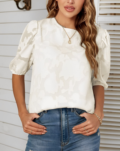Damen Bluse Chiffon Blumenmuster Elegant