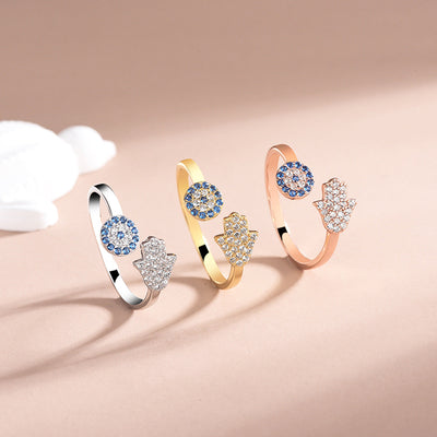 Belinda Hamsa Ring in Rose Gold - 925 Sterling Silber