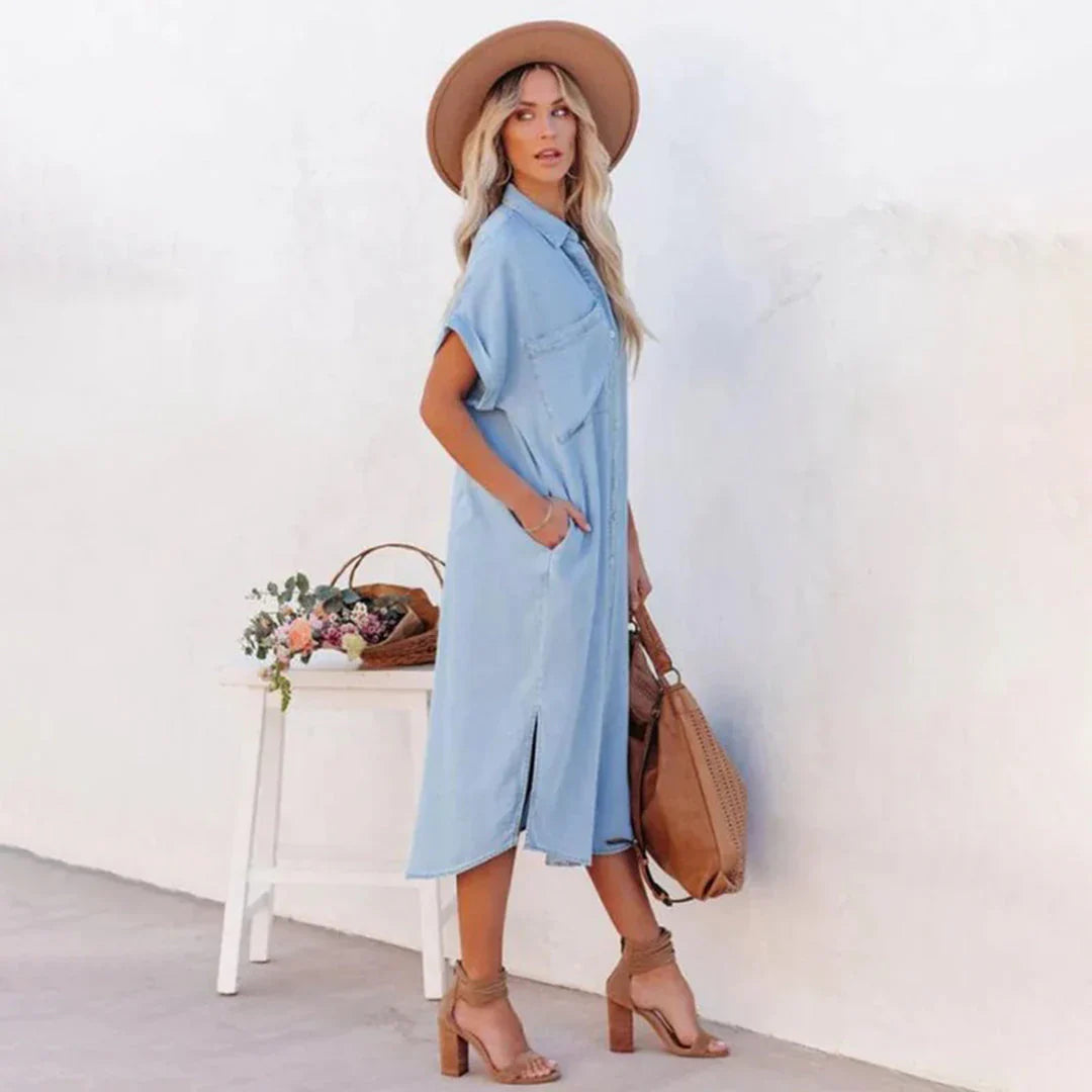 Petunia – Jeanshemdkleid mit Knopfleiste