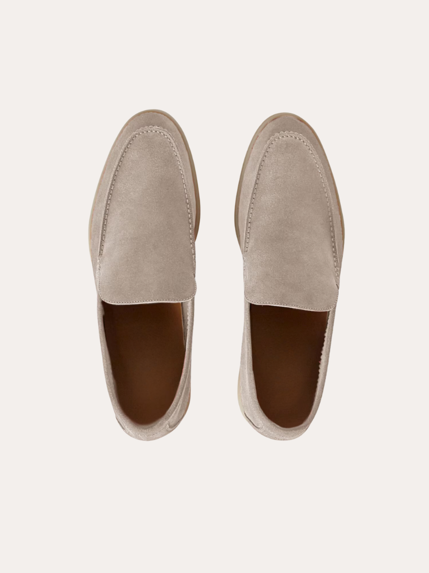 Eleganter Beige Herren Loafer aus Echtem Wildleder