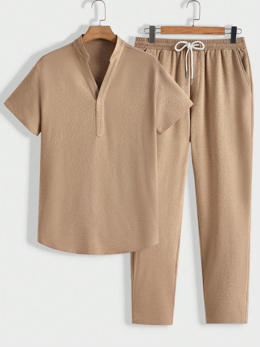 Modernes Herren Lounge-Set | Polo mit Stehkragen & Hose