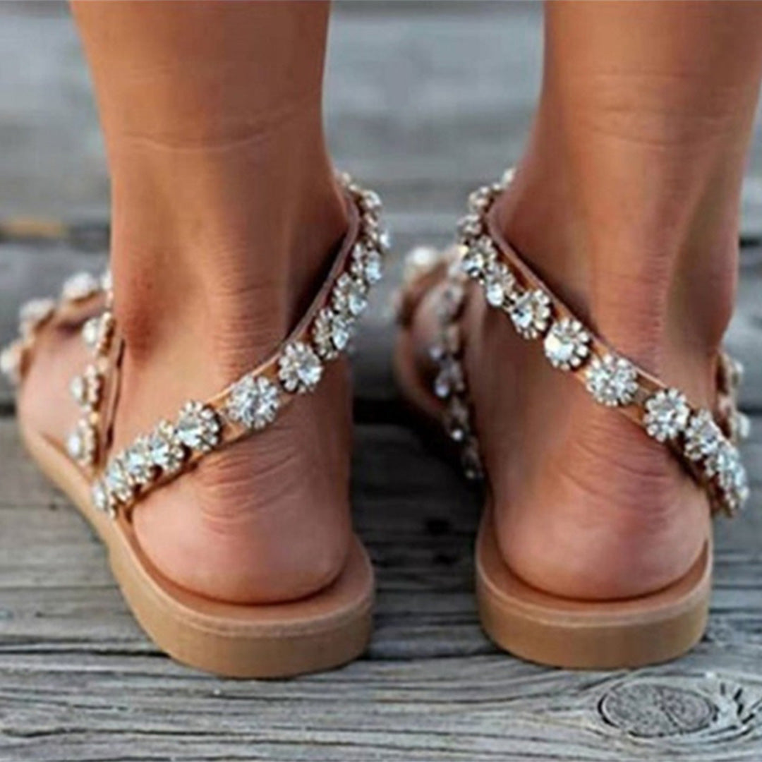 Damen Sandalen – Boho Stil – Mit Perlen & Spitze – Sommerdesign