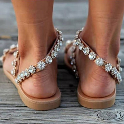 Damen Sandalen – Boho Stil – Mit Perlen & Spitze – Sommerdesign