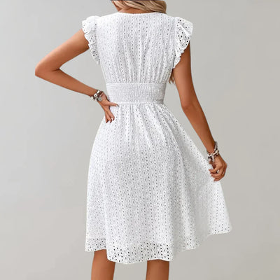 Eunice – Midikleid aus Baumwolle mit bestickten Ösen