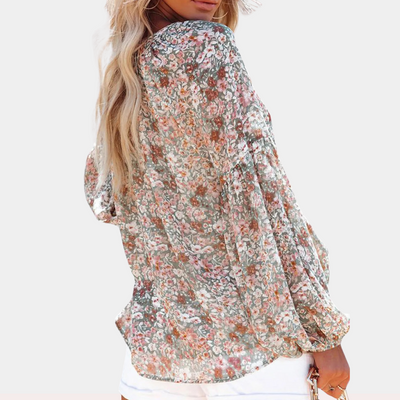 Damenbluse – Baumwollmix – Blumenmuster – Puffärmel – Sommerdesign